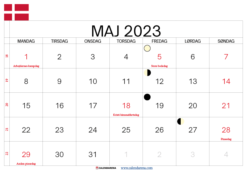 maj 2023 kalender Danmark