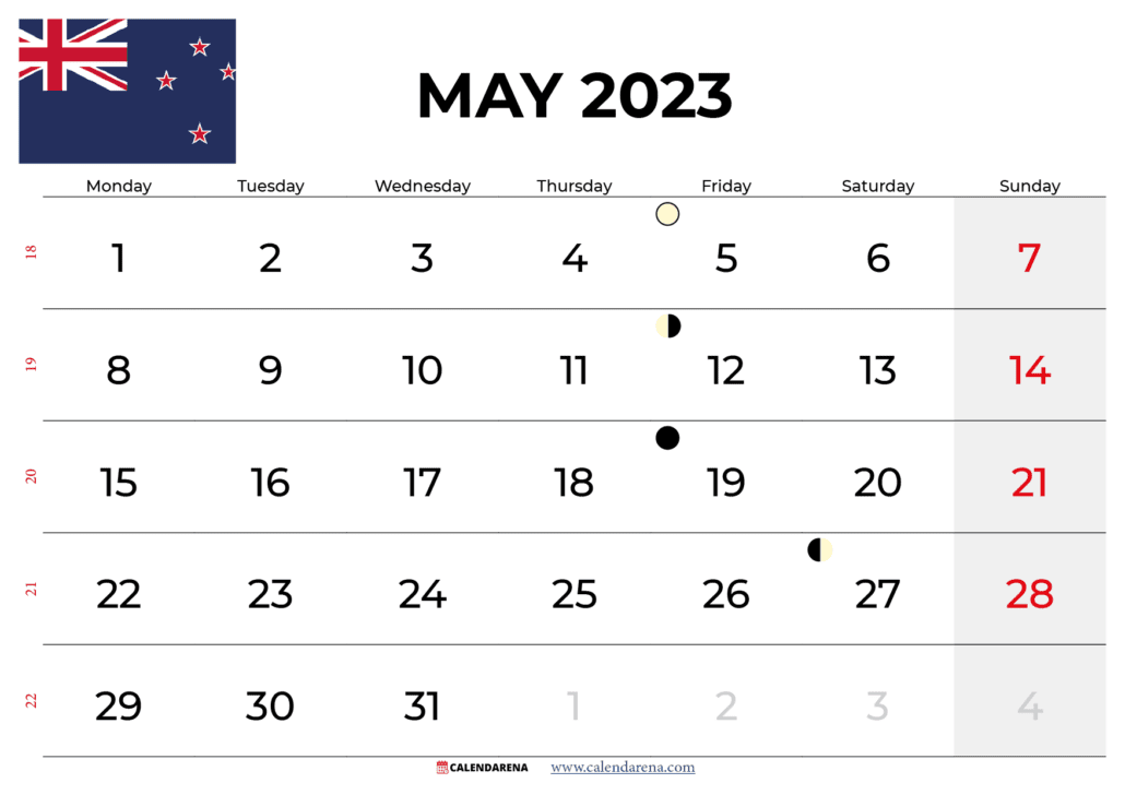 may 2023 calendar NZ