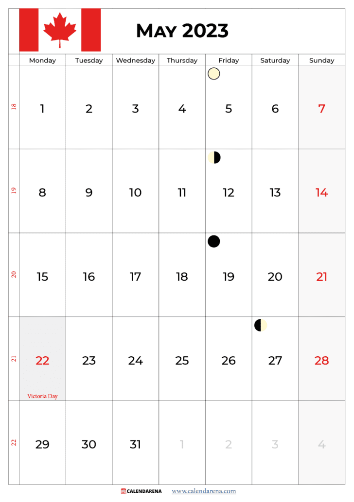 may 2023 calendar with holidays canada