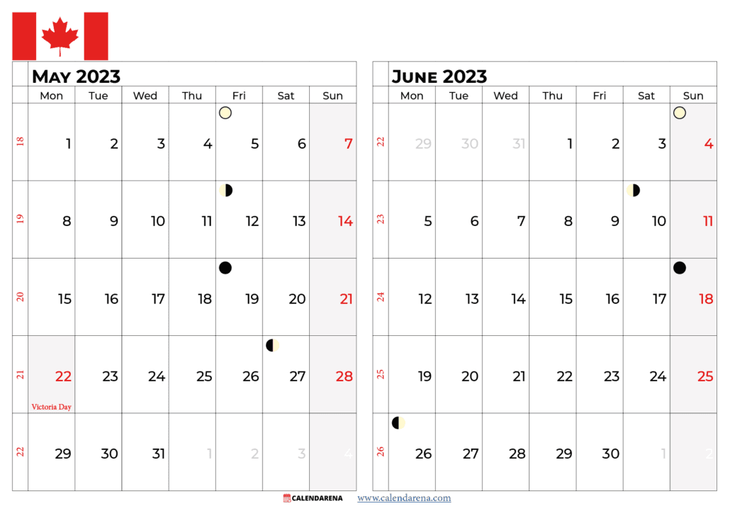 may and june 2023 calendar canada
