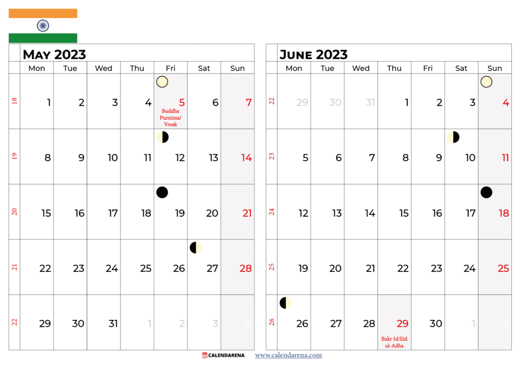 may june 2023 calendar india