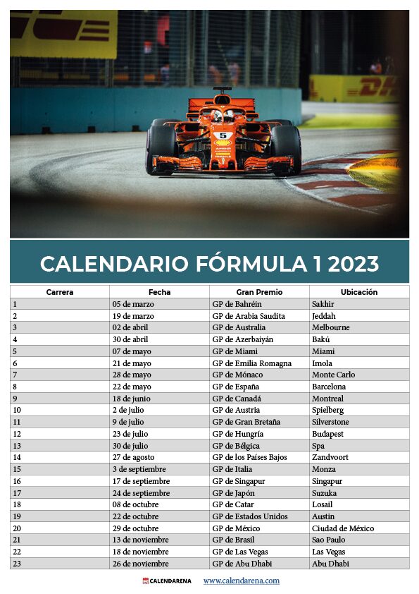 Calendario Fórmula 1 2023