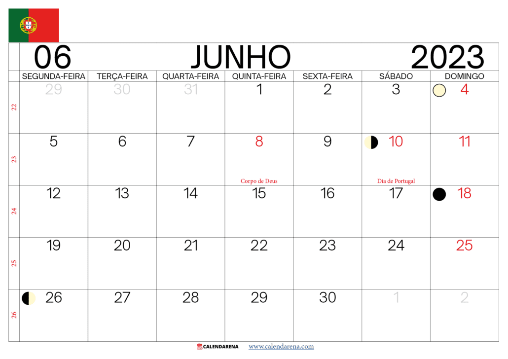 calendário junho 2023 portugal