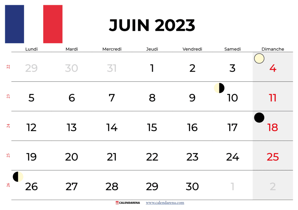 calendrier juin 2023 france