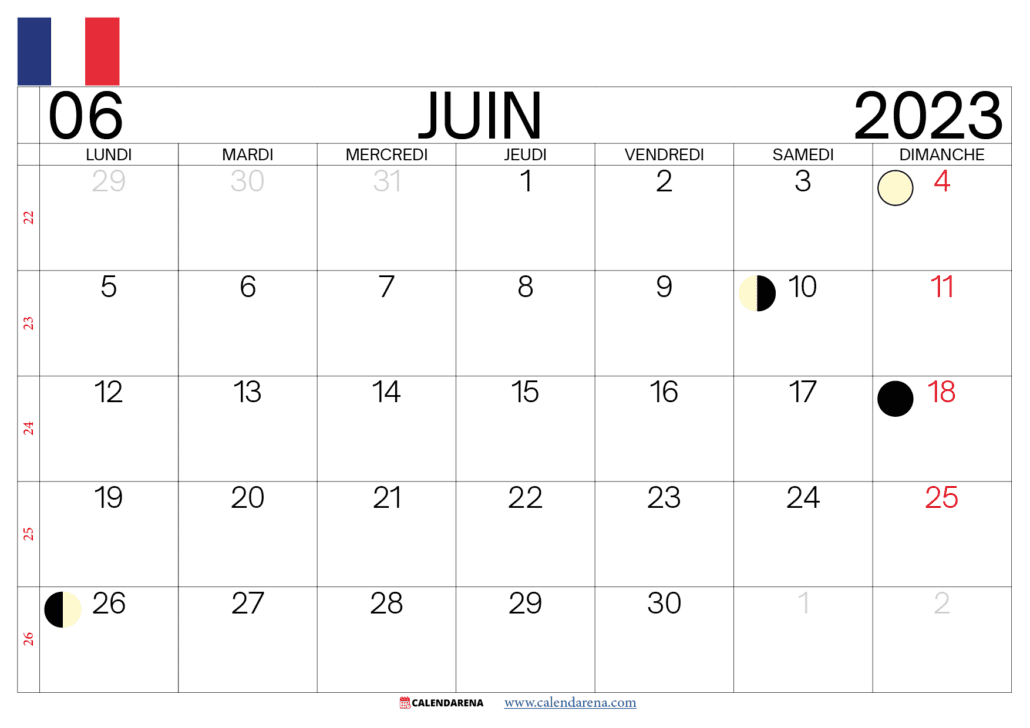 calendrier juin 2023 jours fériés france