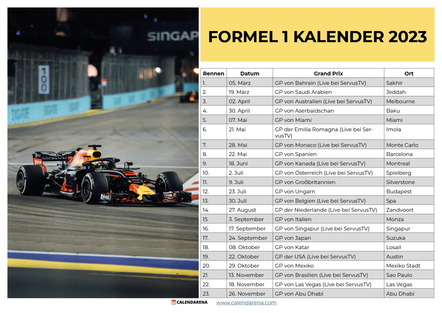 Formel 1 Kalender 2023 Importieren