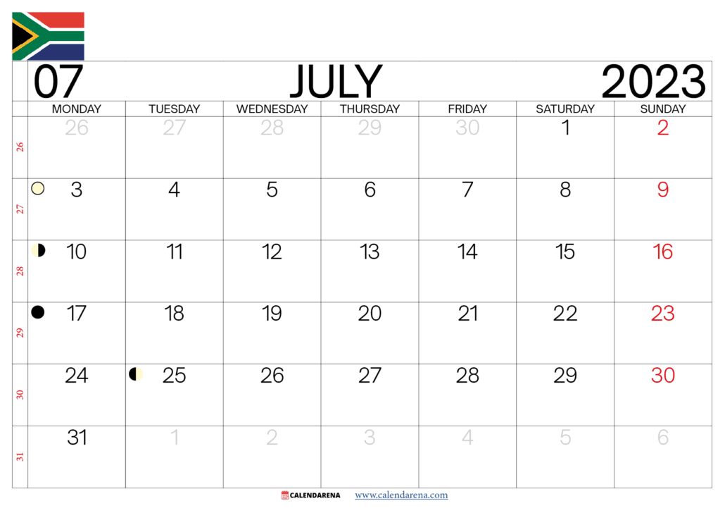 july 2023 calendar south africa