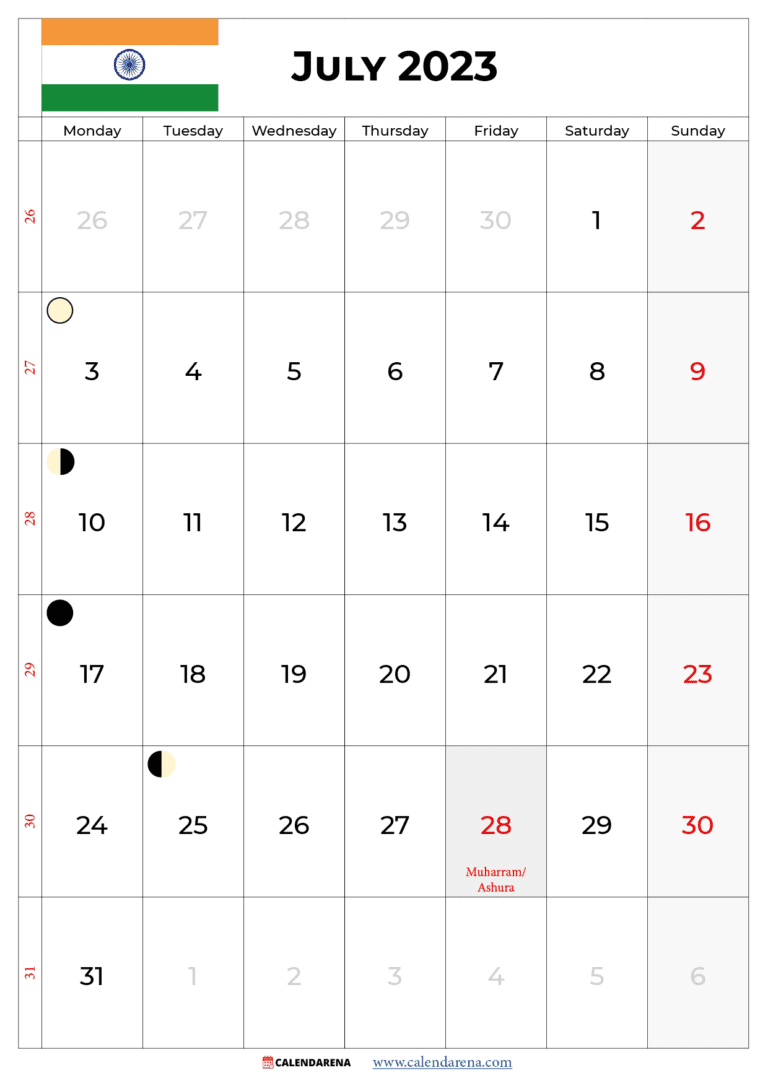 Planning Your July 2023 Calendar India