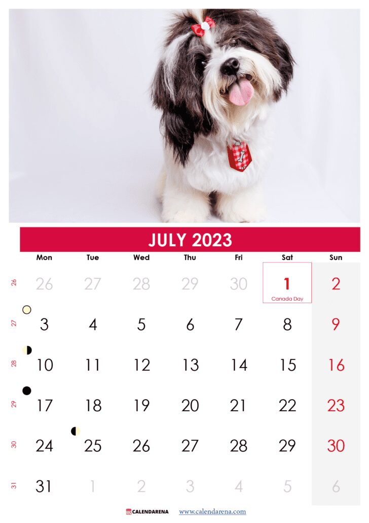 july 2023 calendar with holidays printable canada