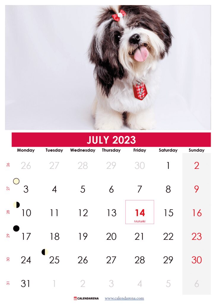 july 2023 calendar with holidays printable nz