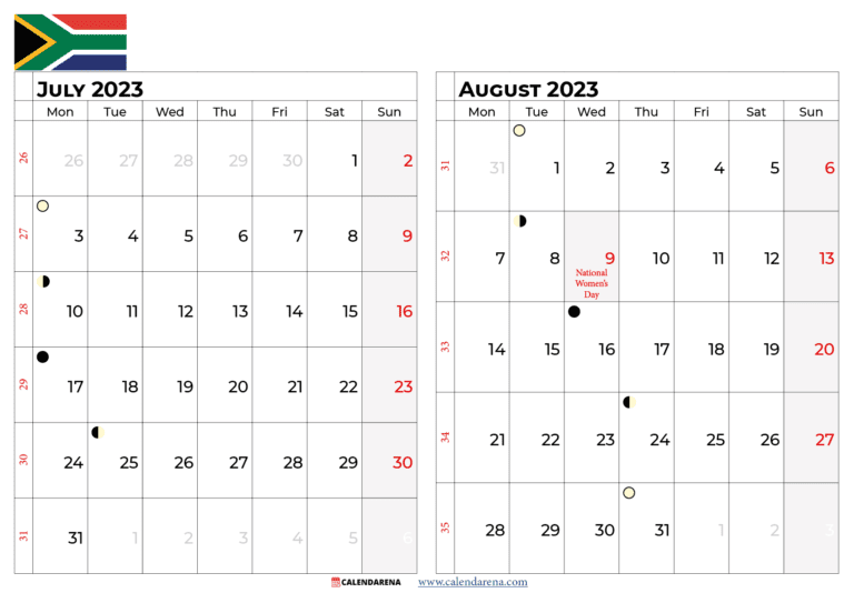 Planning Your August 2023 Calendar South Africa