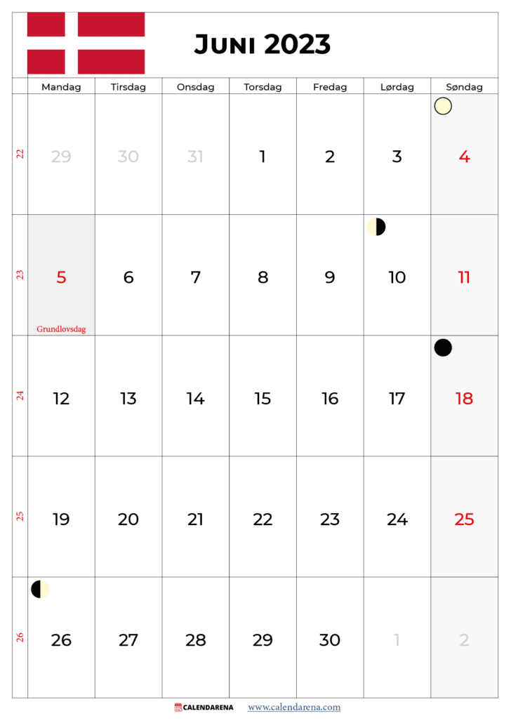 juni kalender 2023 danmark