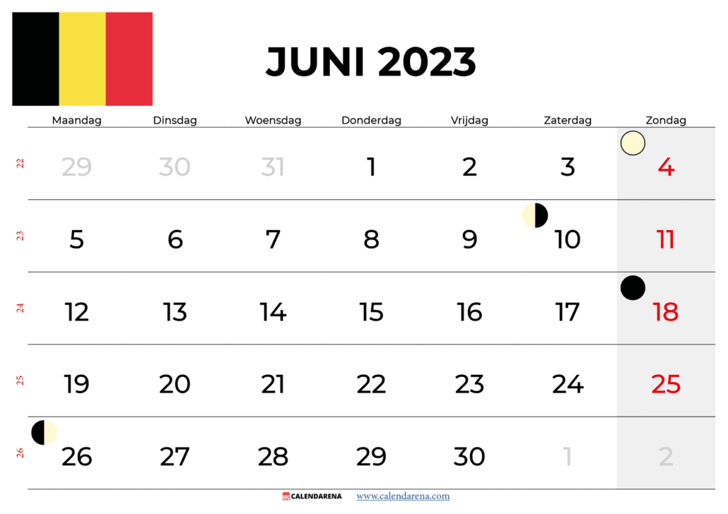 kalender juni 2023 belgië