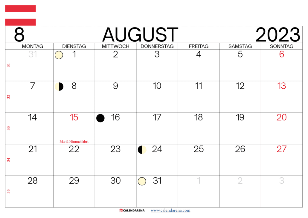 august 2023 kalender österreich