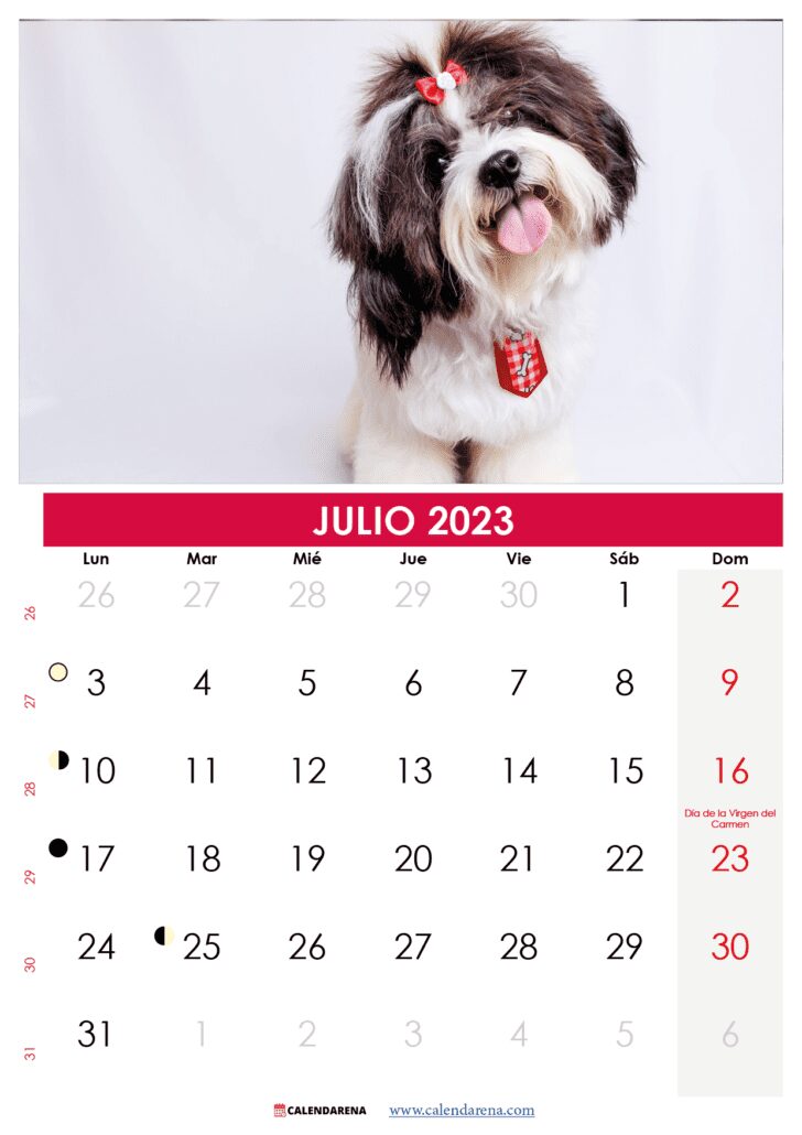 calendario 2023 julio para imprimir Chile