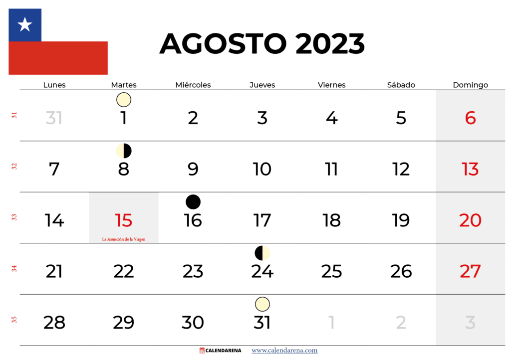 calendario agosto 2023 chile
