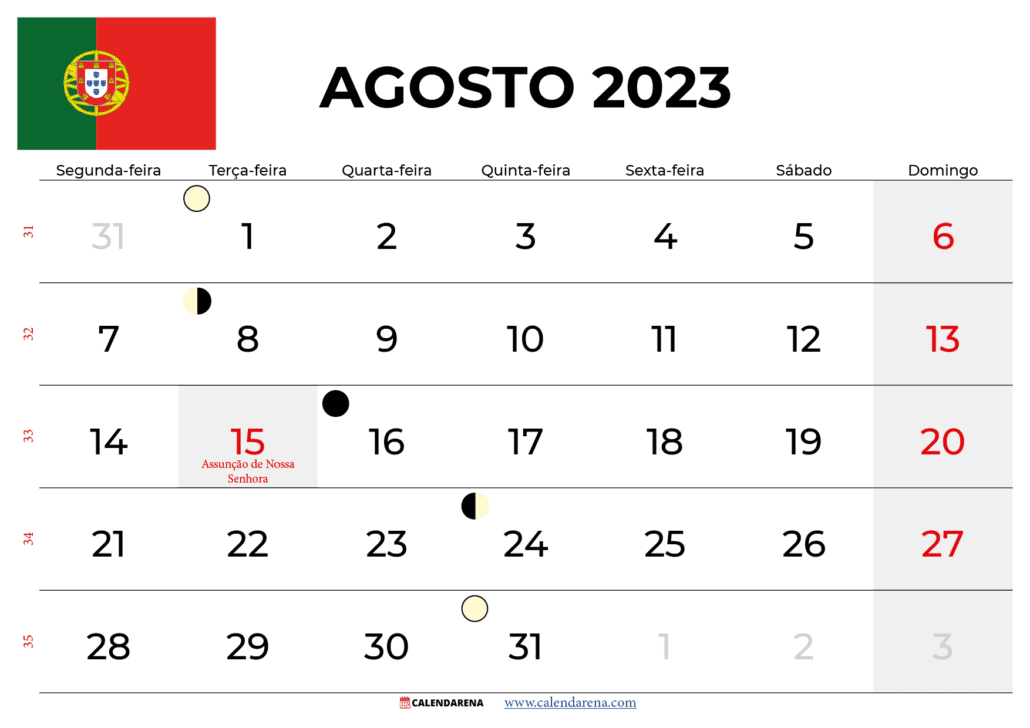 calendario agosto 2023 portugal