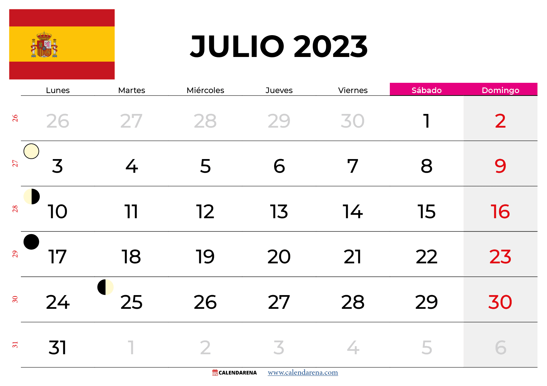 Mes Junio Y Julio 2023 Descargar Calendario Julio 2023 España