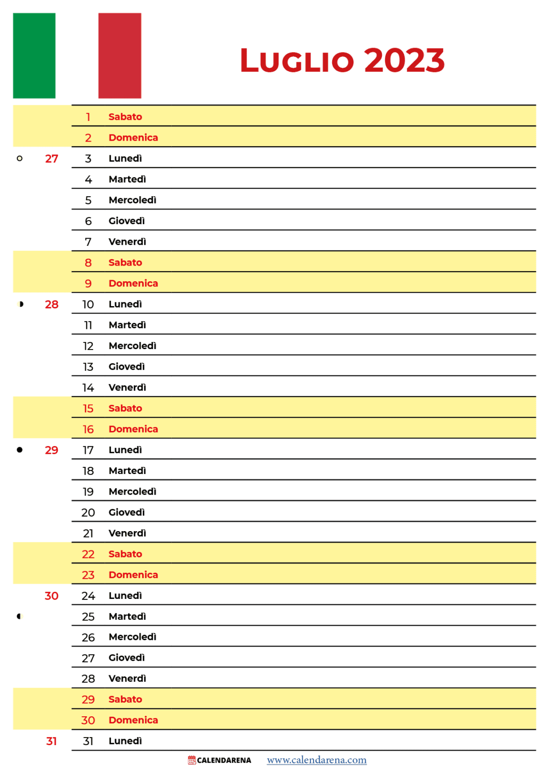 Calendario Luglio 2023 Da Stampare 9864