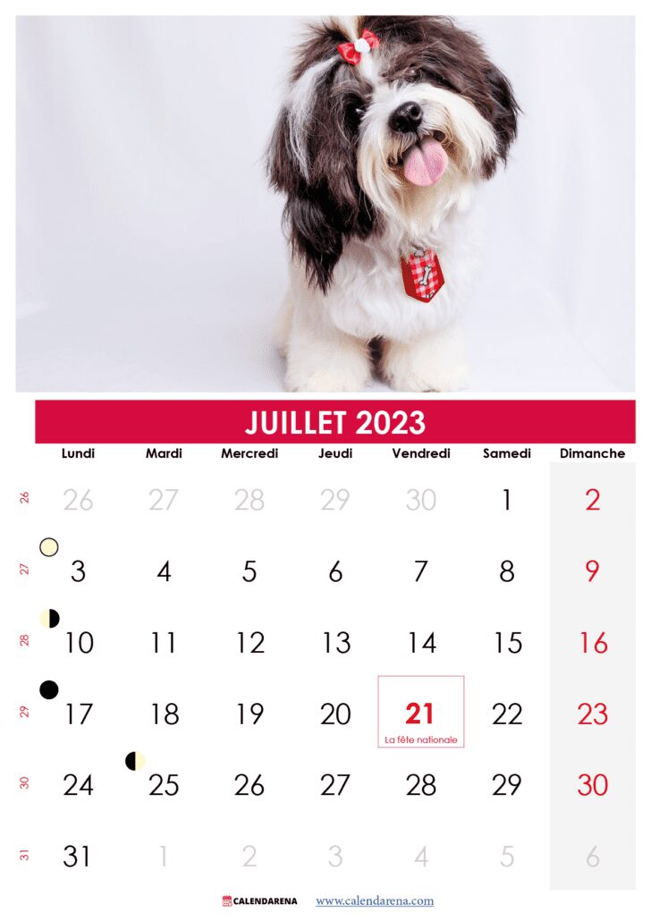 calendrier juillet 23 belgique