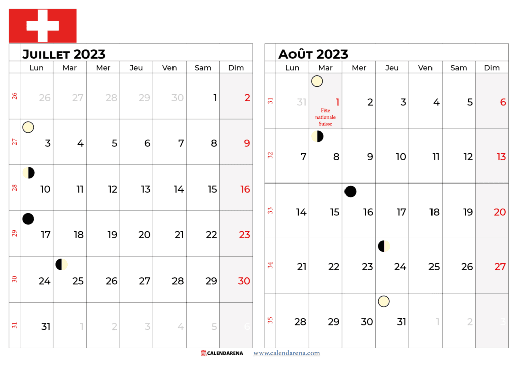 calendrier juillet aout 2023 suisse