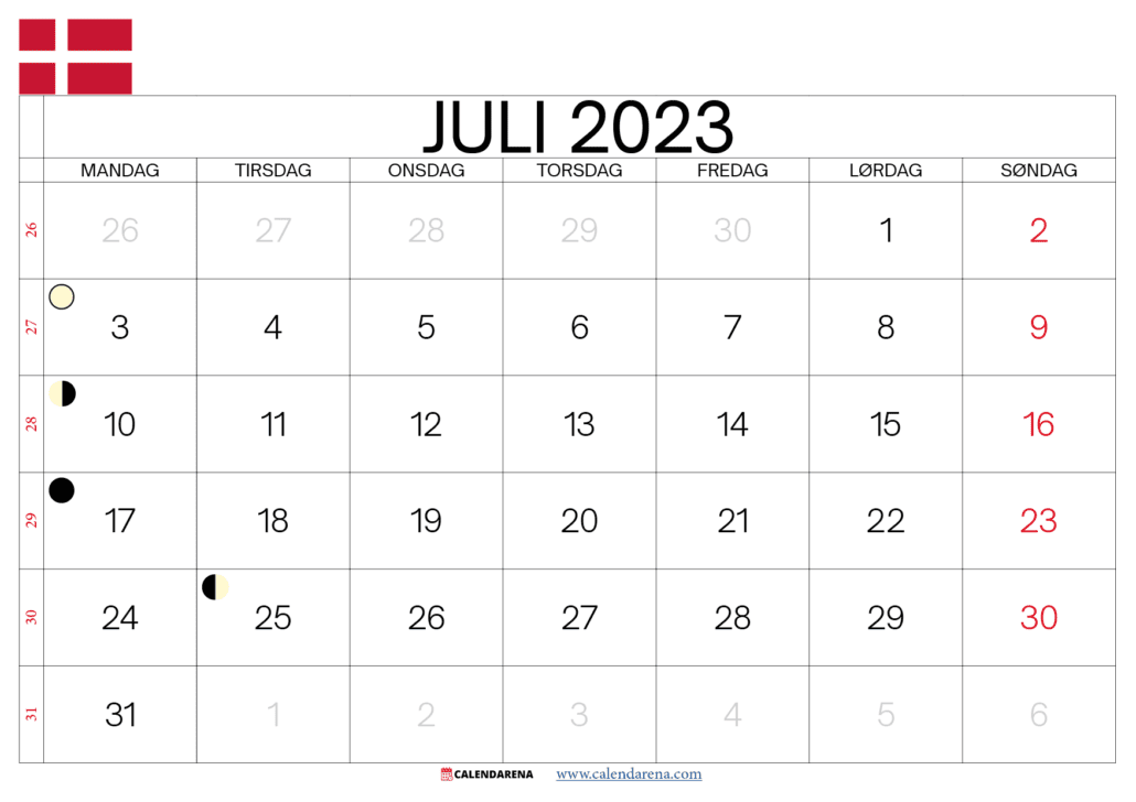 juli 2023 kalender danmark