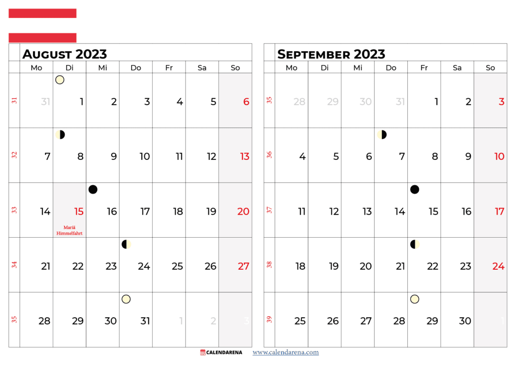 kalender august september 2023 österreich