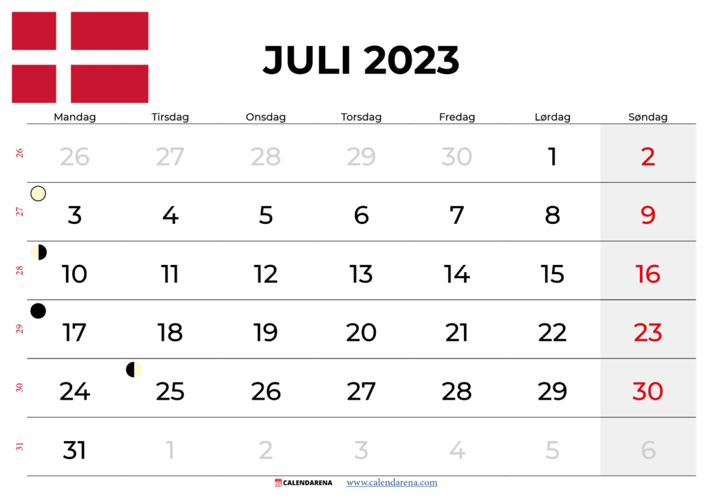 kalender juli 2023 danmark
