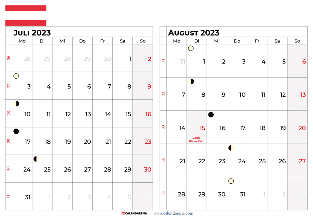 kalender juli august 2023 österreich