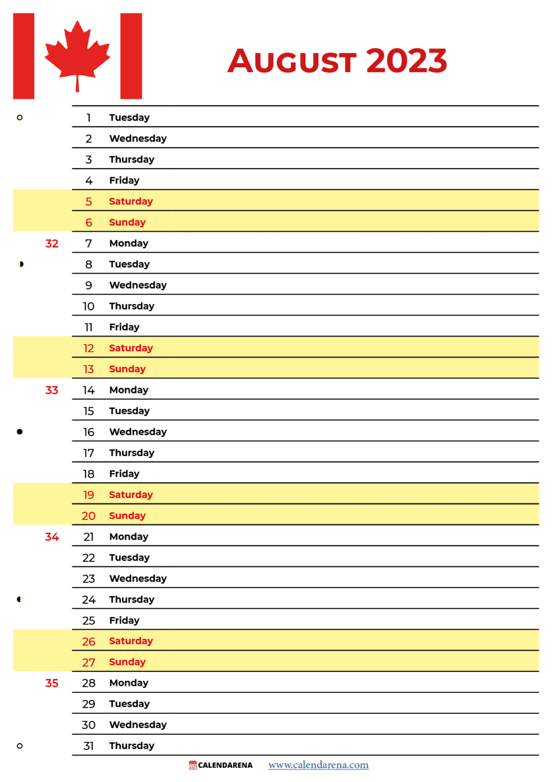 Planning Your August Calendar 2023 Canada