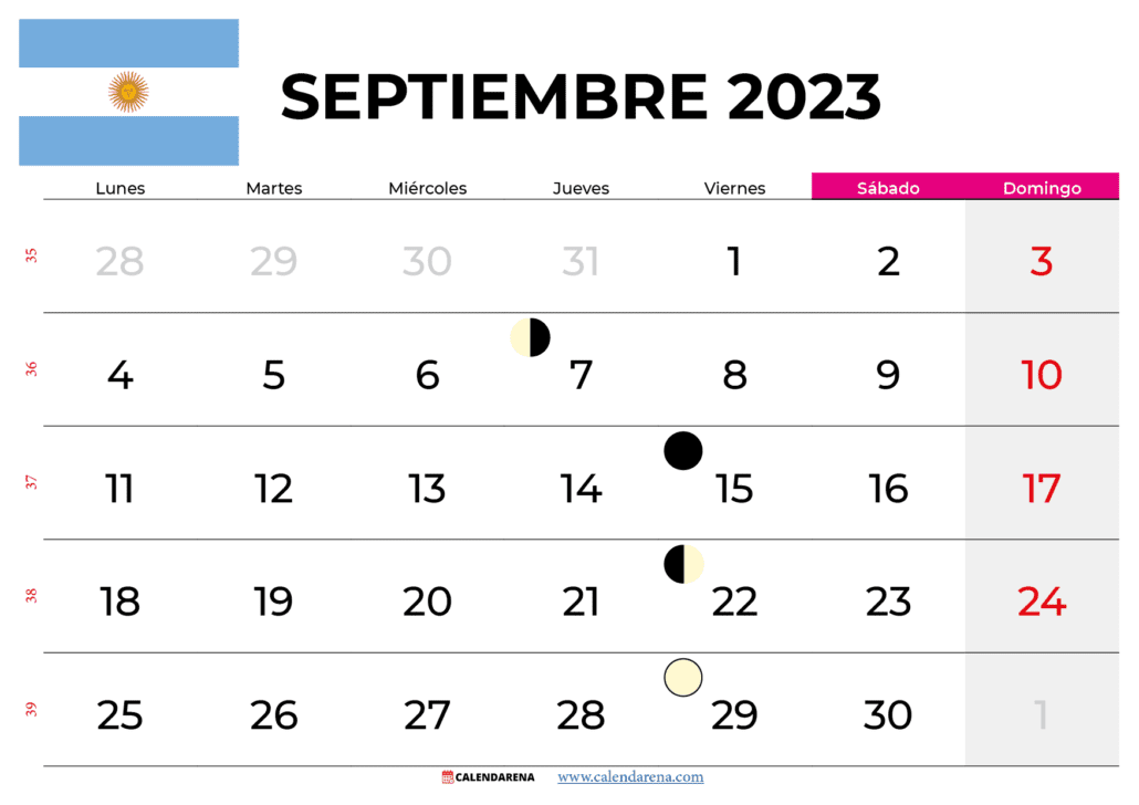 calendario Septiembre 2023 argentina