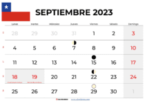 calendario Septiembre 2023 chile