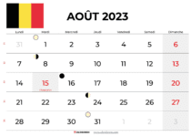 calendrier aout 2023 belgique