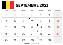 calendrier septembre 2023 belgique