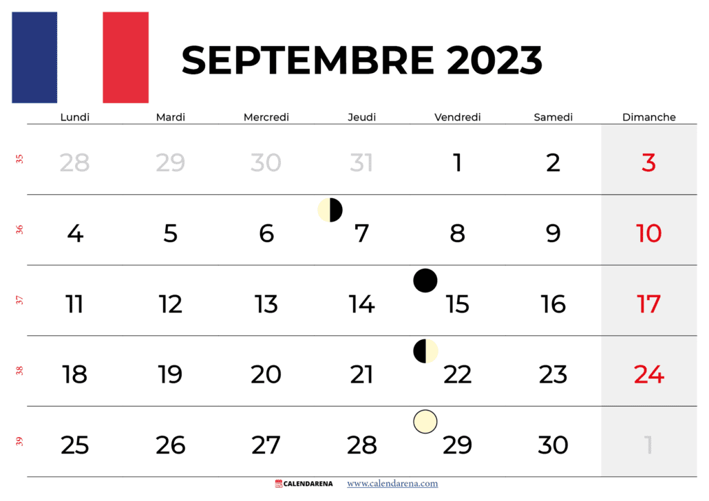 calendrier septembre 2023 france
