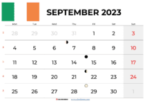 free printable calendar september 2023 ireland