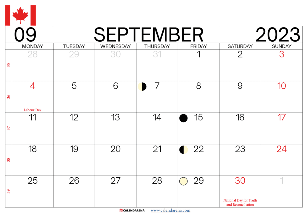 september 2023 calendar canada