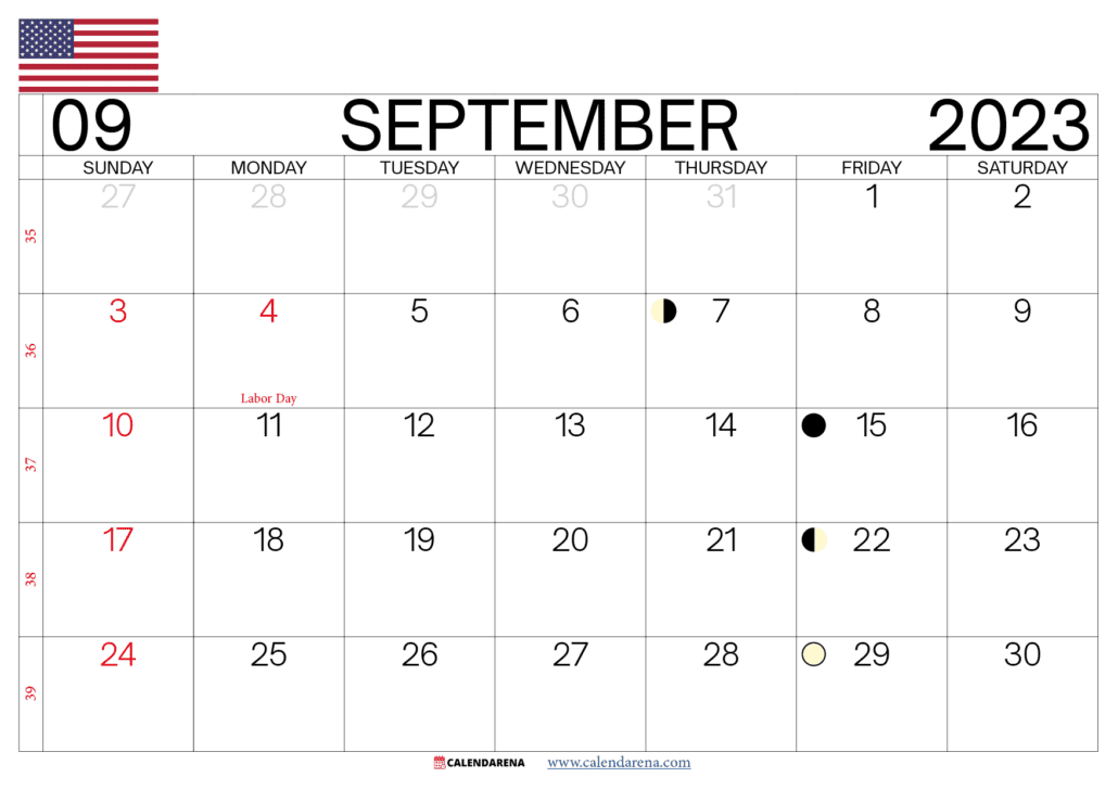 september 2023 calendar printable USA