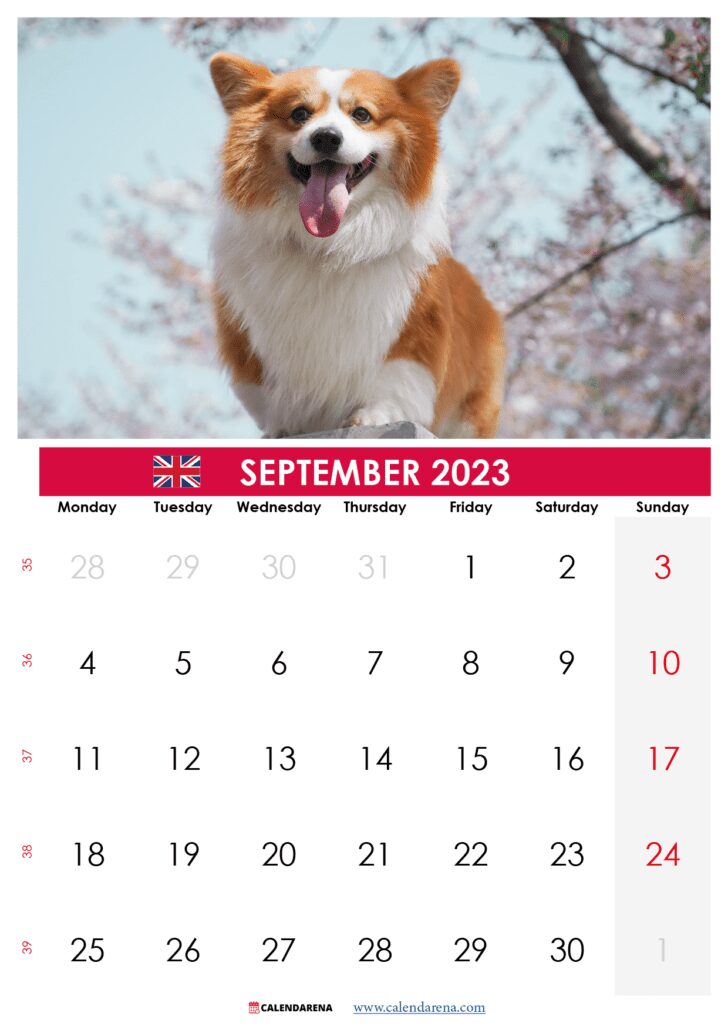 september 2023 calendar with holidays UK