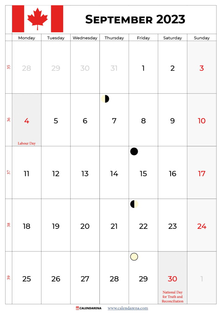 september 2023 calendar with holidays canada