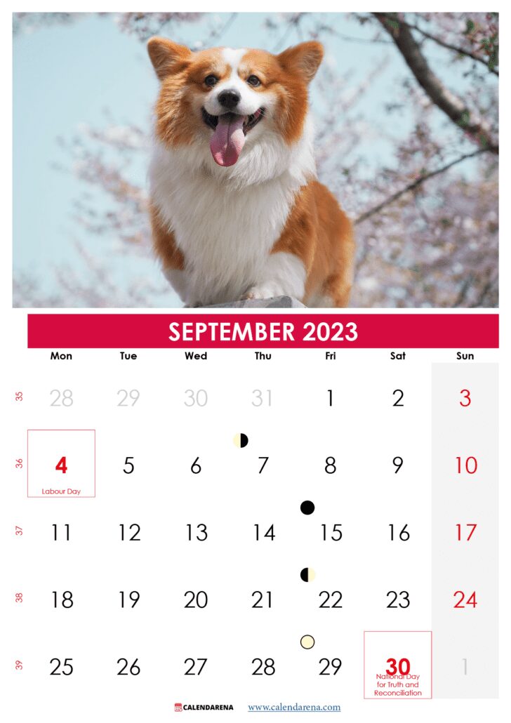 september 2023 calendar with holidays printable canada