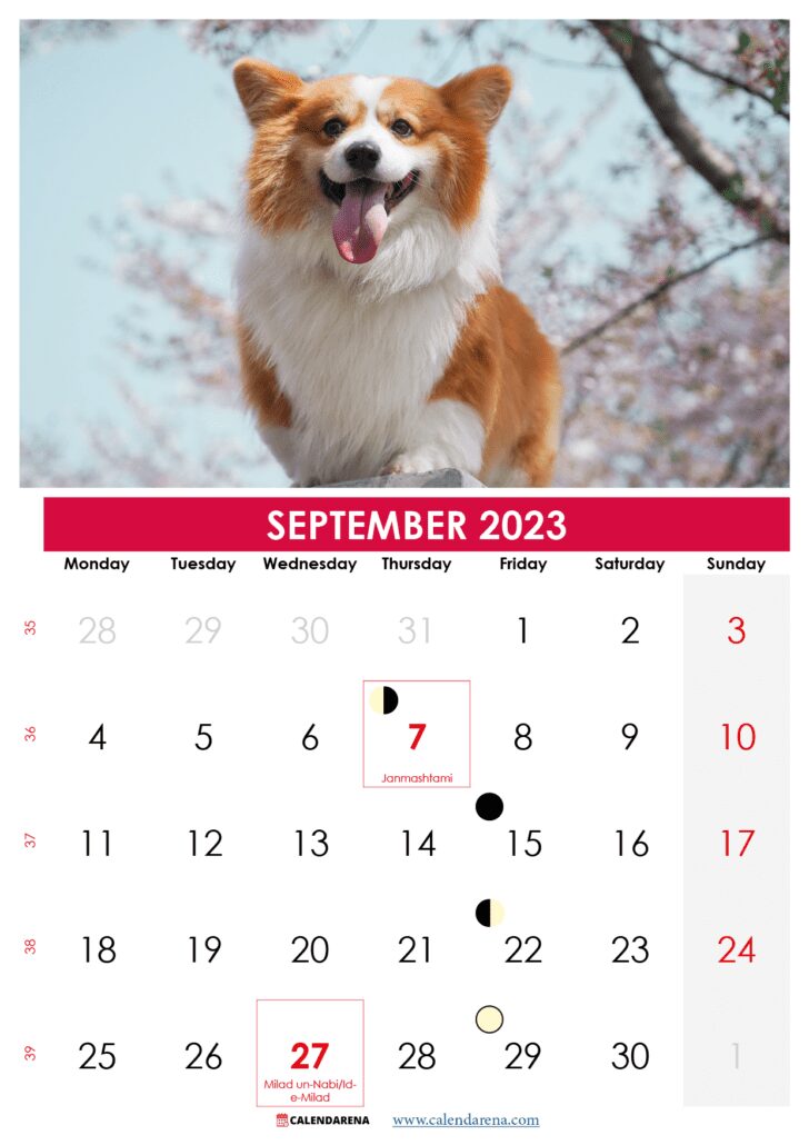 september 2023 calendar with holidays printable india