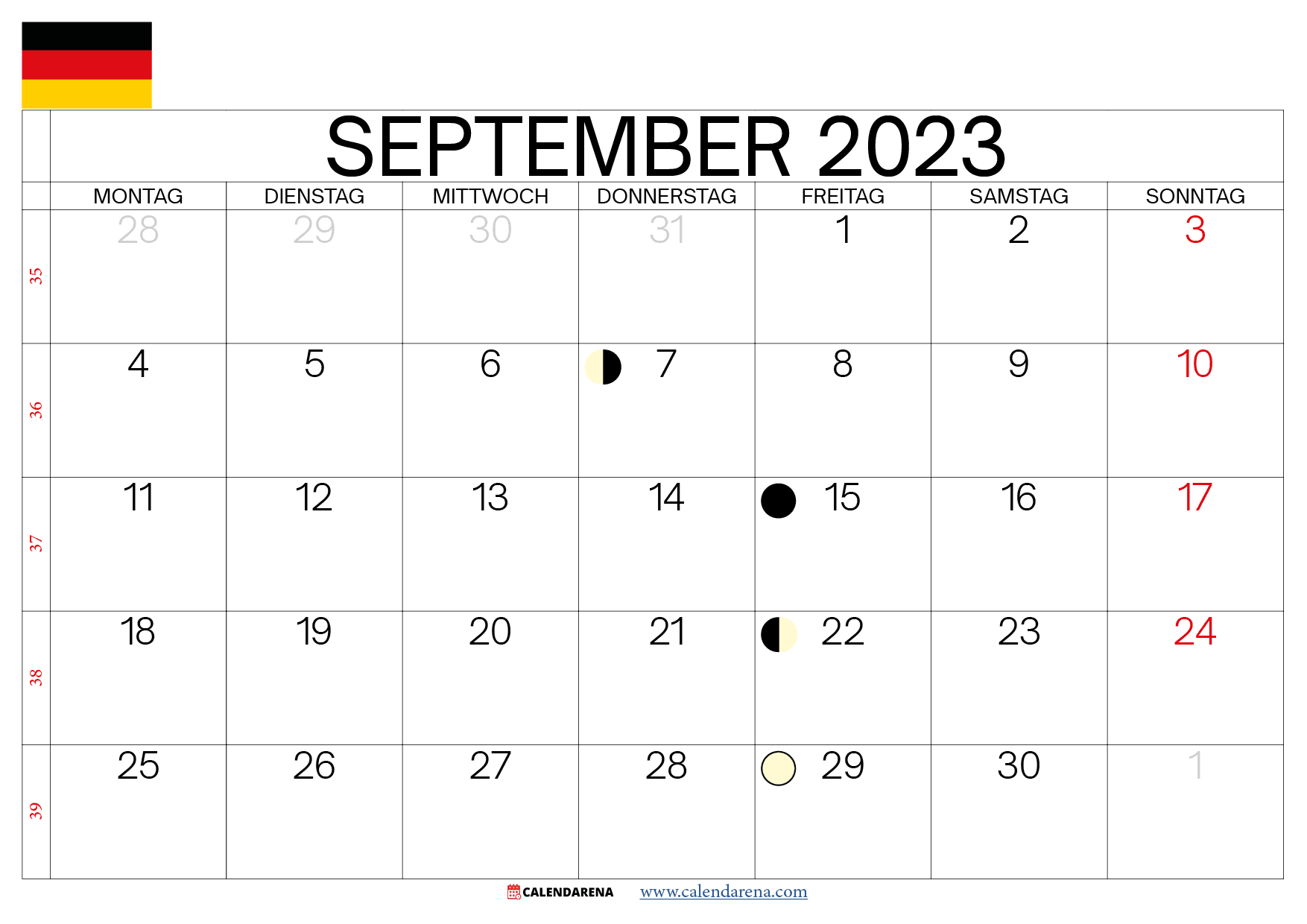 september 2023 kalender Deutschland