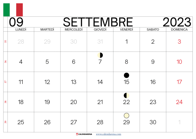 Calendario Settembre 2023 Stampabili Gratuiti Con Festività