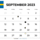 Kalender september 2023 Sverige med veckonummer