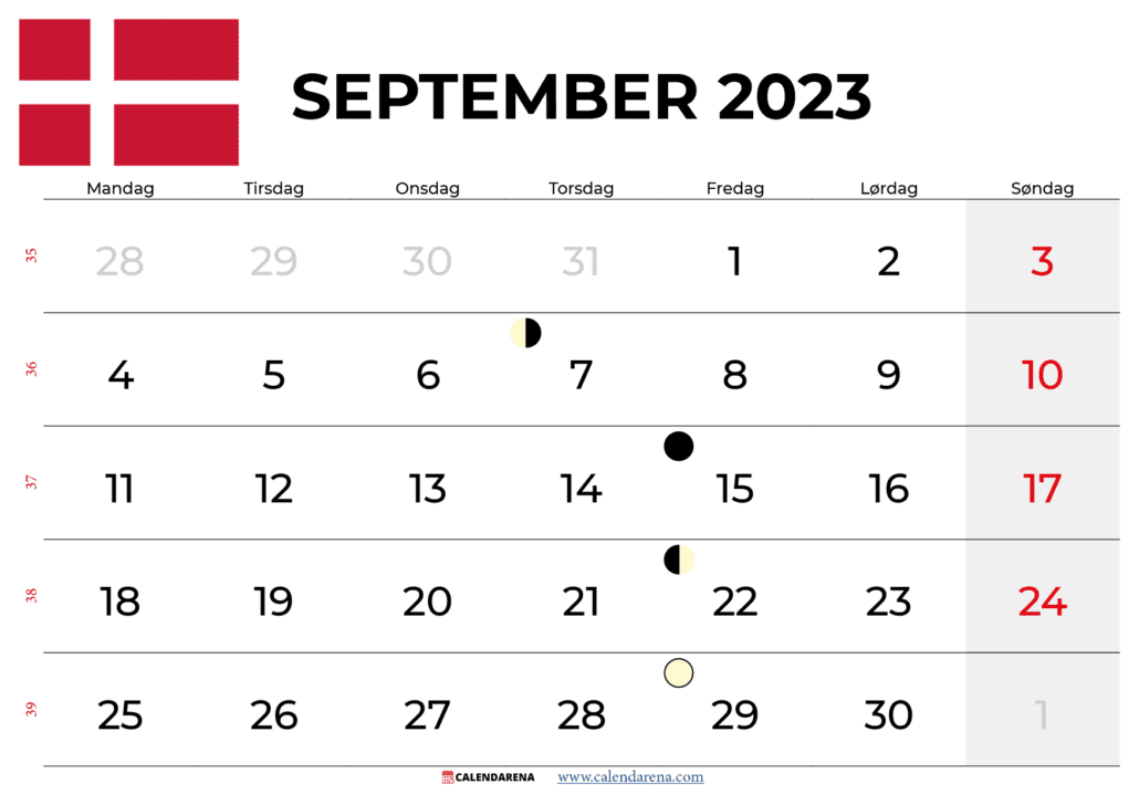 kalender september 2023 danmark