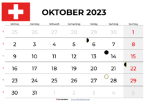 Oktober 2023 kalender Schweiz