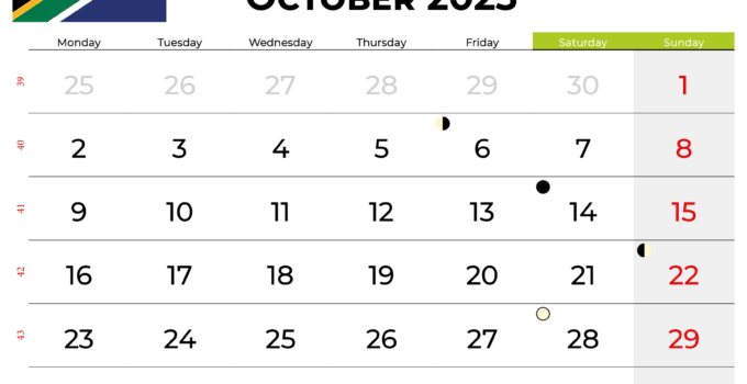 free printable calendar october 2023 south africa