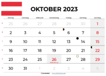 kalender Oktober 2023 österreich