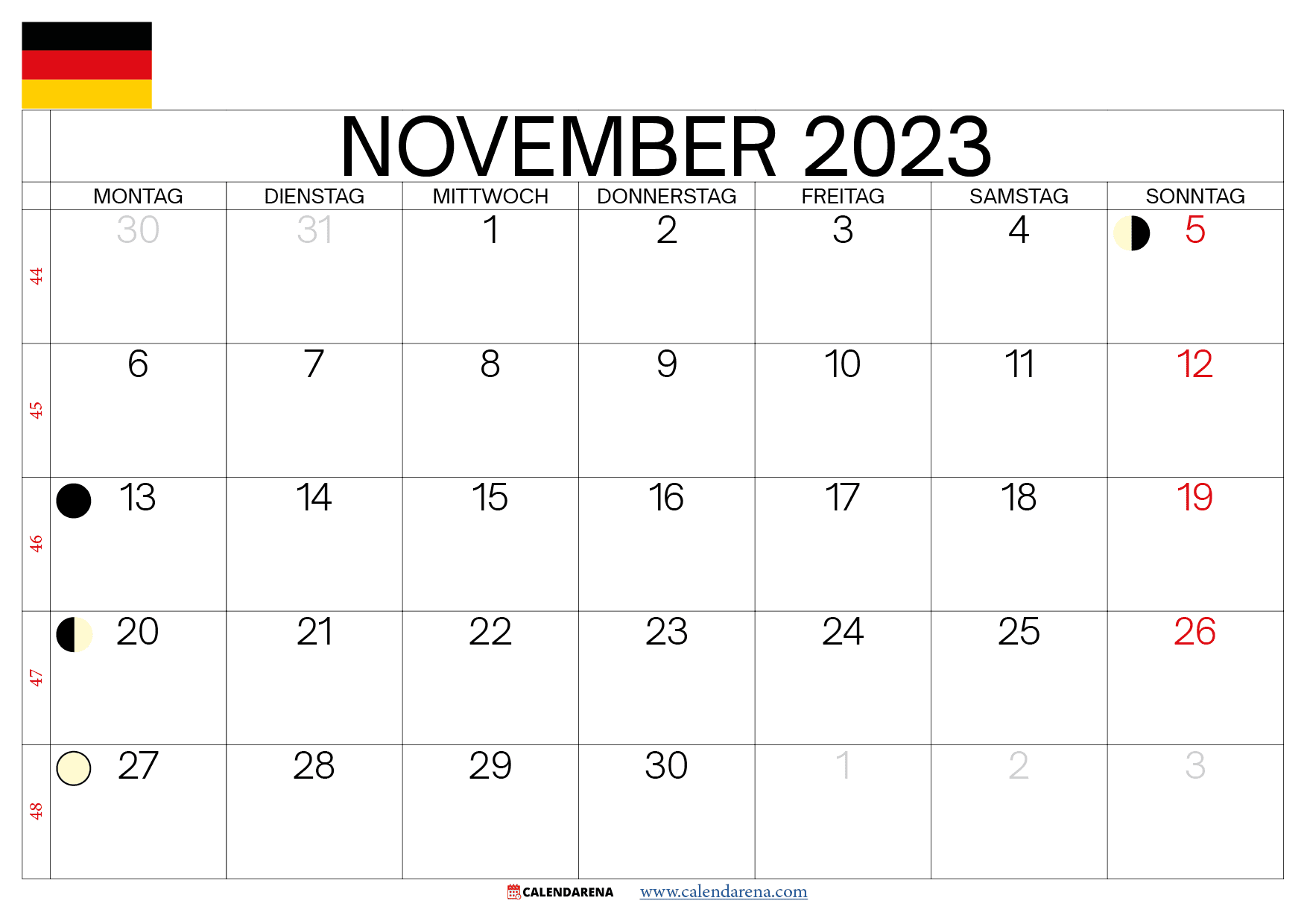 November 2023 kalender Deutschland